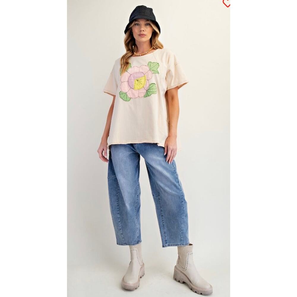 Easel - Flower Patch Mineral Washed Knit Top - Large - Picture 3 of 5